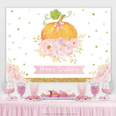 Einfach Kürbis Rosa Blumen Glücklich Geburtstag Hintergrund